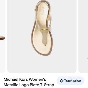 Michael Kors metallic logo plate with t-strap